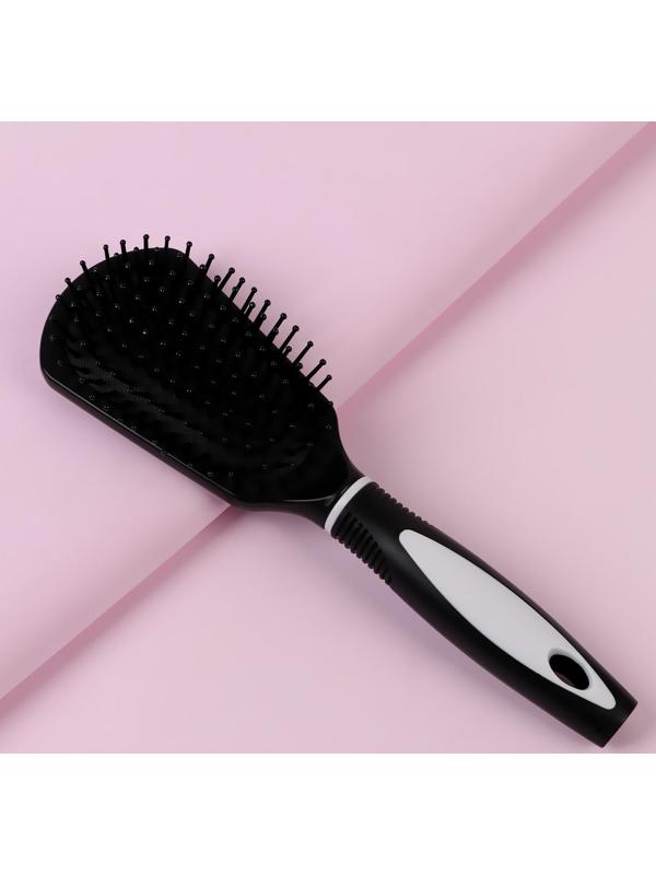 Расчёска массажная, 6,5 × 24 см, цвет чёрный/белый