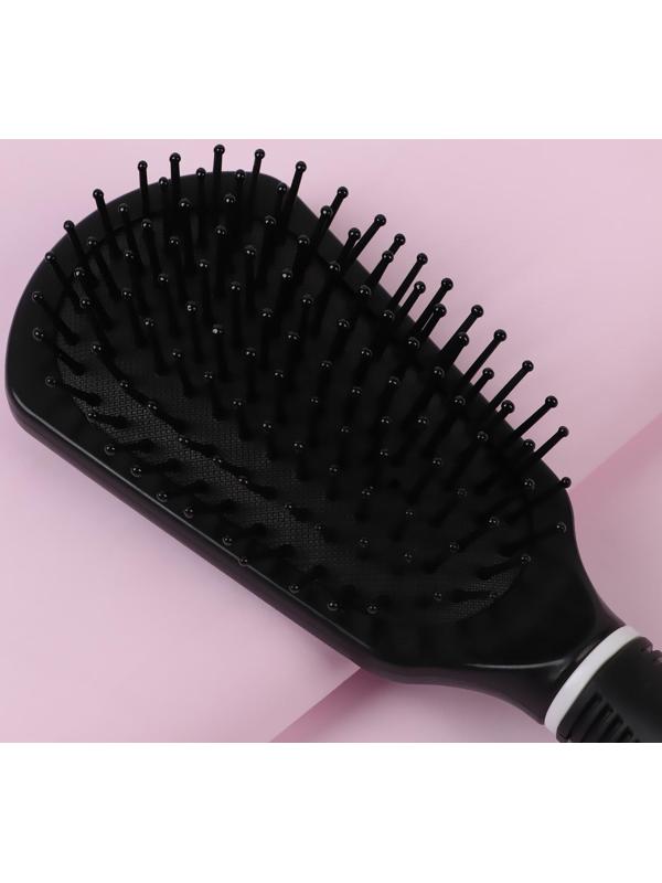 Расчёска массажная, 6,5 × 24 см, цвет чёрный/белый