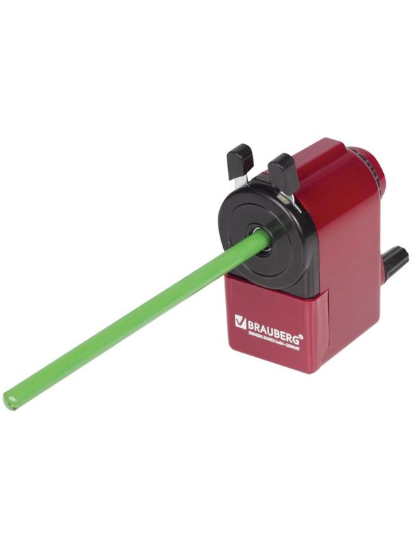Точилка механическая BRAUBERG, чёрный/бордовый
