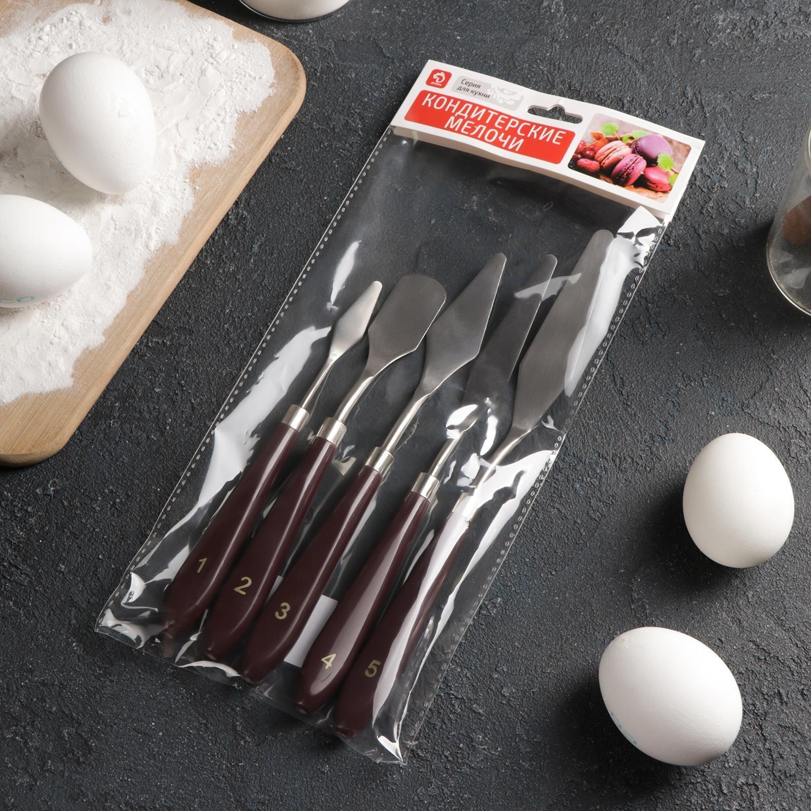 Набор лопаток кондитерских Доляна, мастихины, 5 шт, 22×2×1,5 см