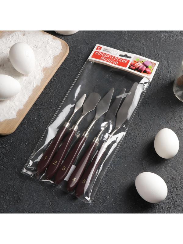 Набор лопаток кондитерских Доляна, мастихины, 5 шт, 22×2×1,5 см
