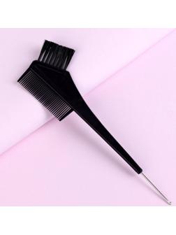 Расчёска для окрашивания, с крючком, 21,5 × 6,2 см, цвет чёрный