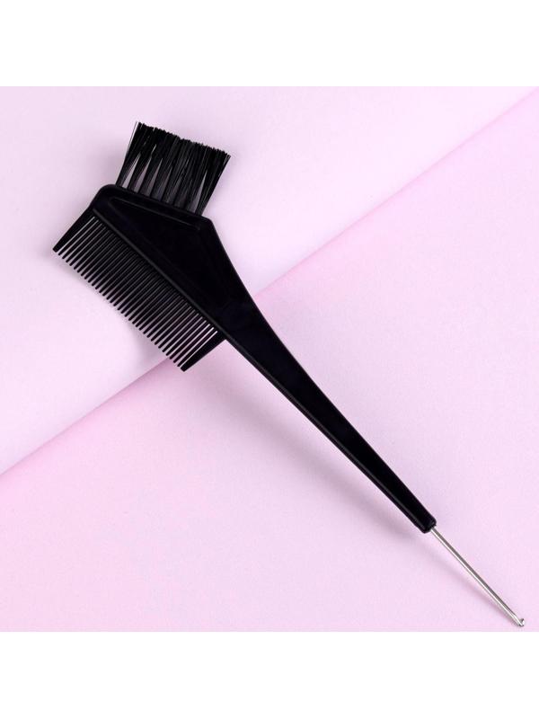 Расчёска для окрашивания, с крючком, 21,5 × 6,2 см, цвет чёрный