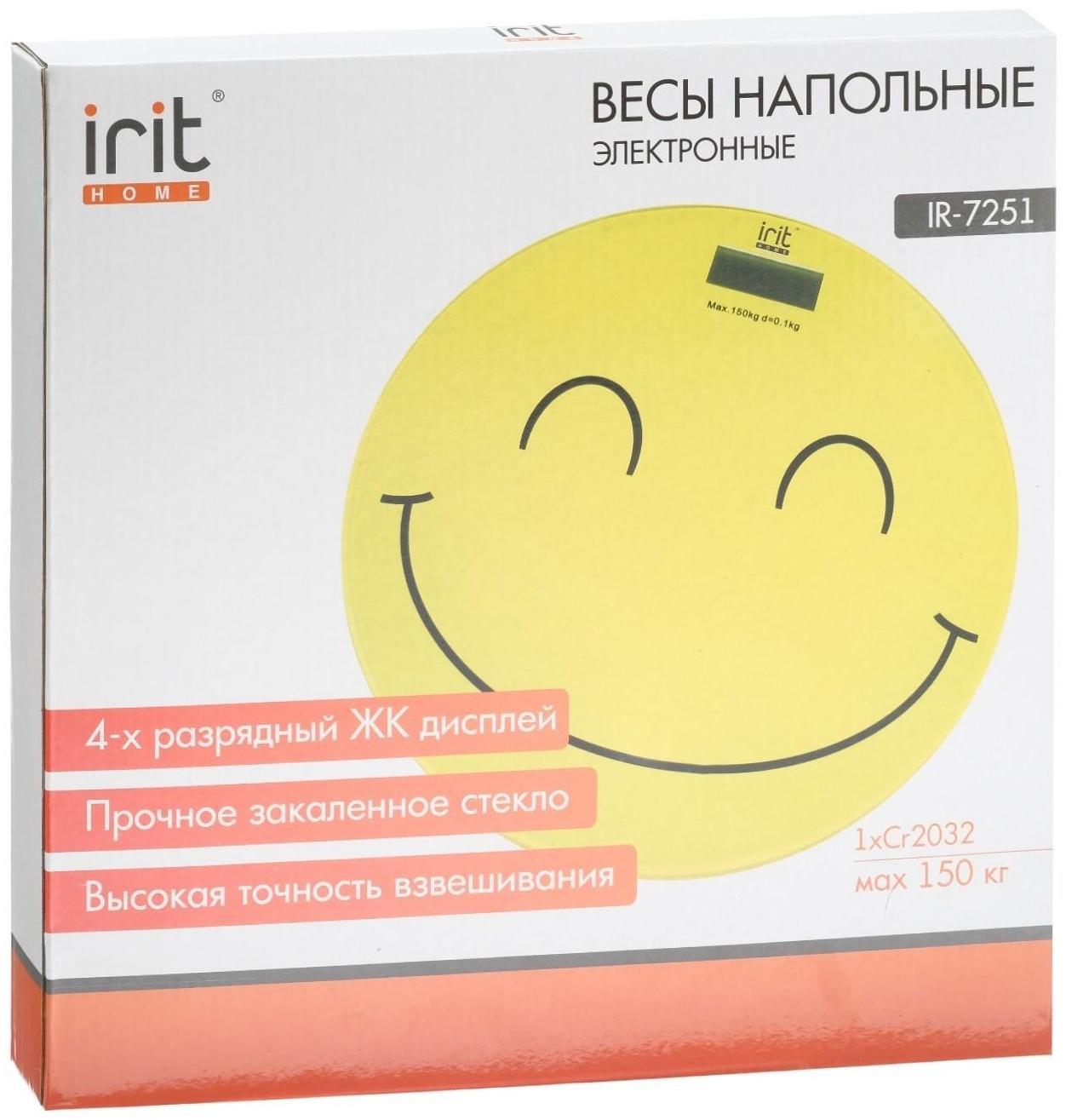 Весы напольные Irit IR-7251, электронные, до 150 кг, стекло, 1хCR2032, рисунок 