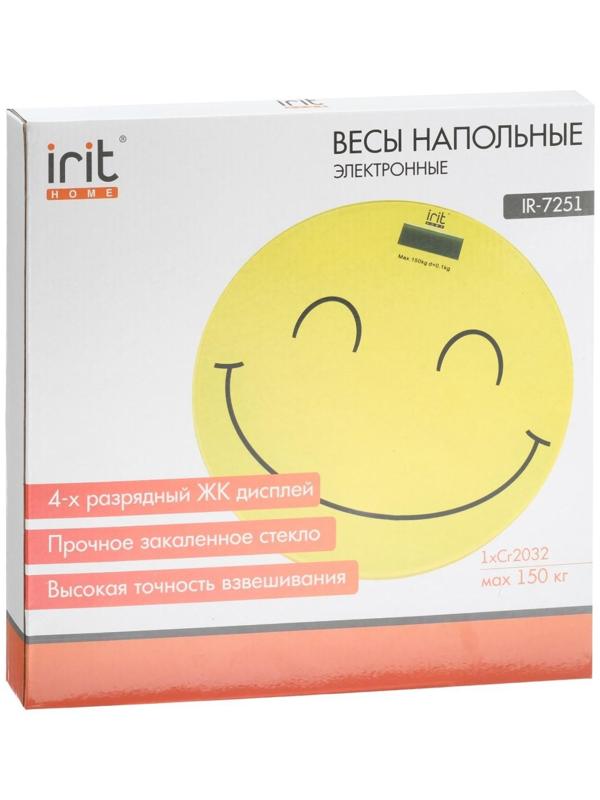 Весы напольные Irit IR-7251, электронные, до 150 кг, стекло, 1хCR2032, рисунок 