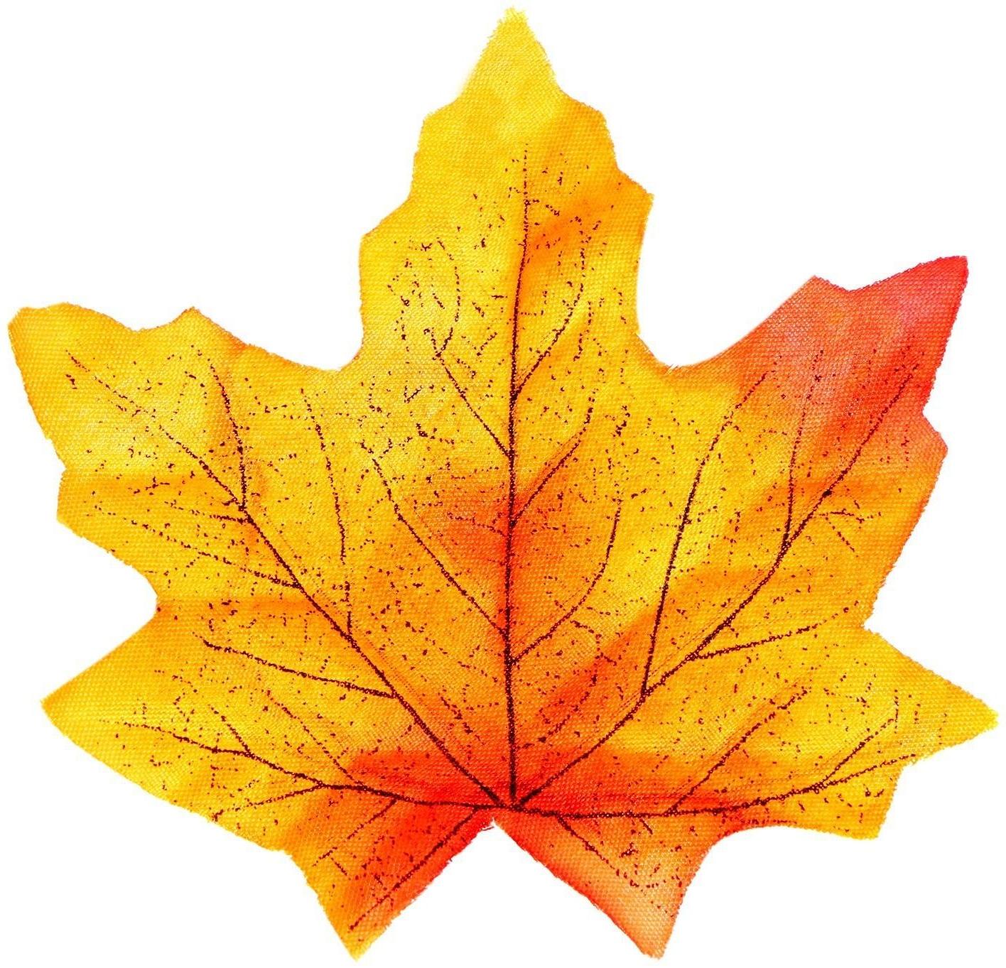 Декор «Осенний лист», набор 50 шт., жёлтый с оранжевыми концами, листик 8 × 8 см