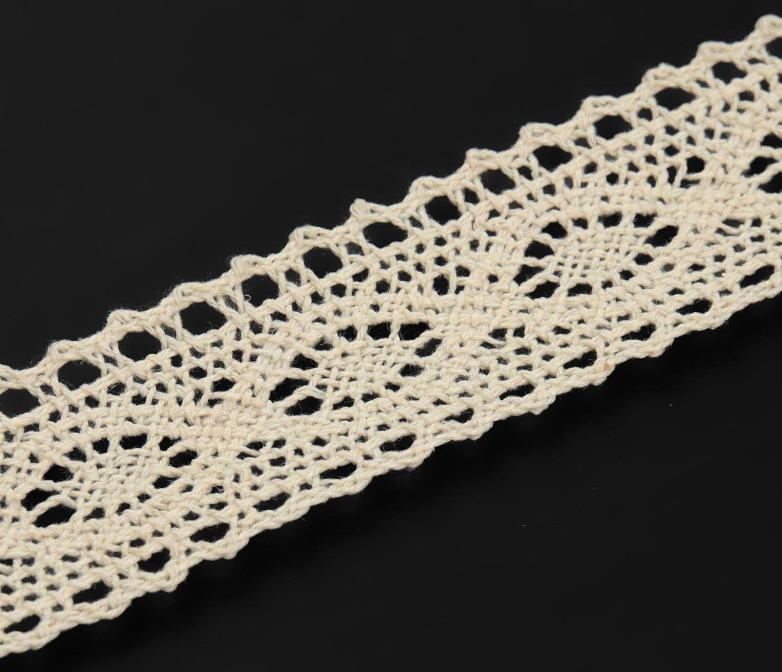 Кружево вязаное, 25 мм × 15 ± 1 м, цвет бежевый