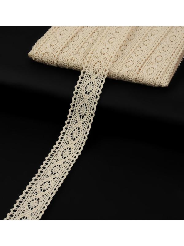 Кружево вязаное, 25 мм × 15 ± 1 м, цвет бежевый