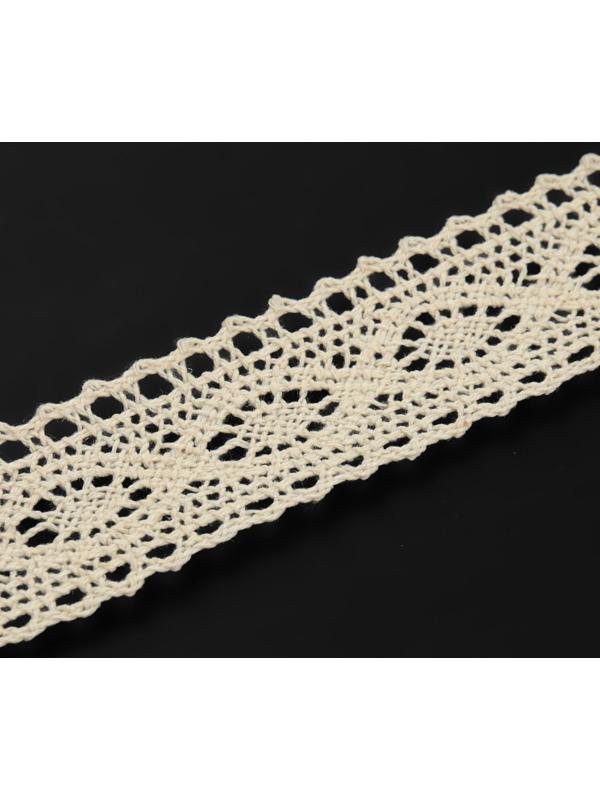 Кружево вязаное, 25 мм × 15 ± 1 м, цвет бежевый
