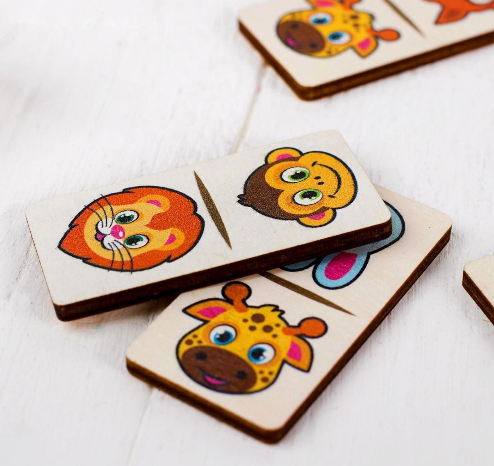 Домино «Животные»,28 элементов, размер плашки: 3х6х0.4 см