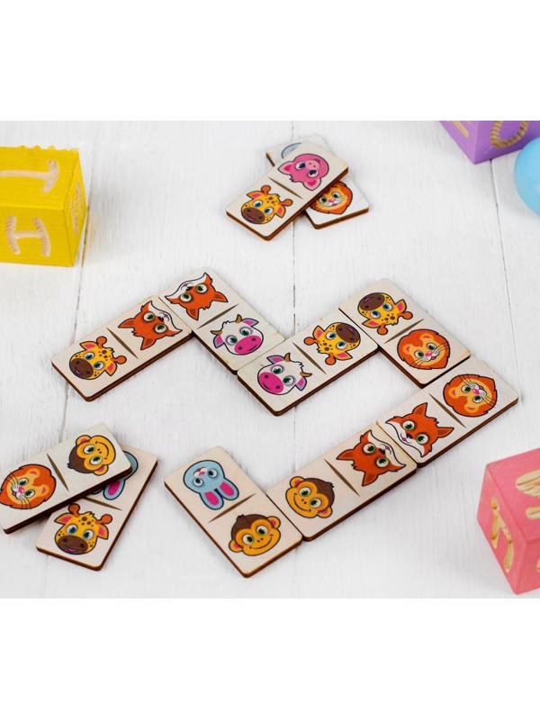 Домино «Животные»,28 элементов, размер плашки: 3х6х0.4 см