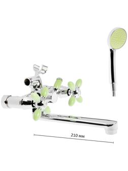 Смеситель для ванны Accoona A6482K, двухрычажный, зеленый/хром