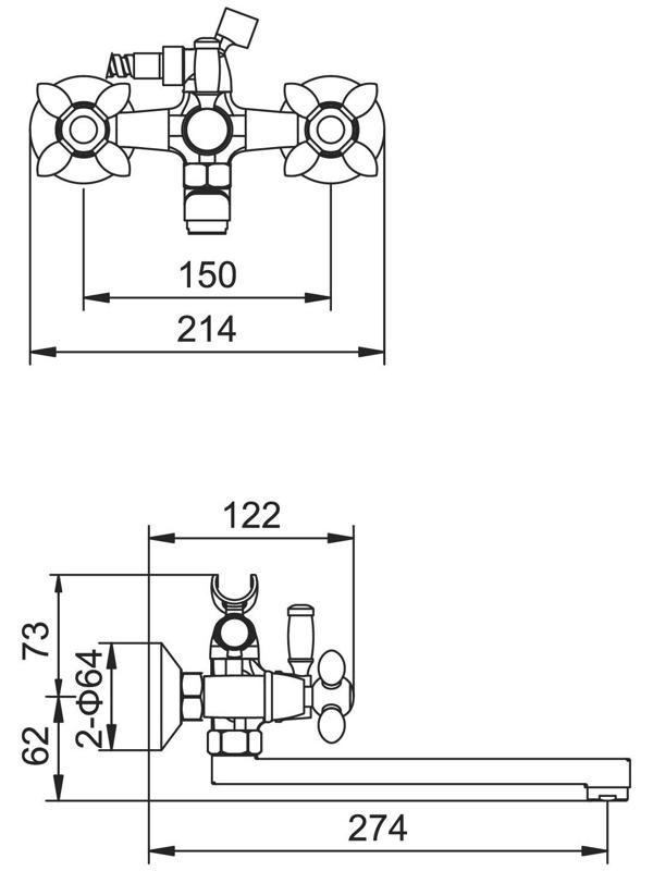 Смеситель для ванны Accoona A6482K, двухрычажный, зеленый/хром