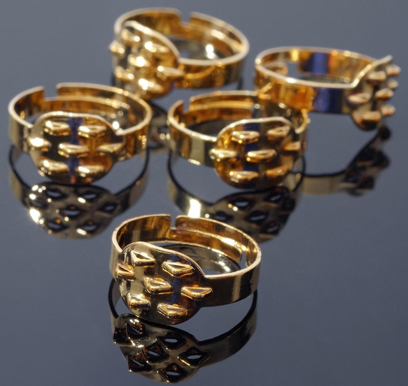 Основа для кольца с площадкой на 7 петель СМ-710-58А (набор 5шт) регул-й раз-р, цвет золото