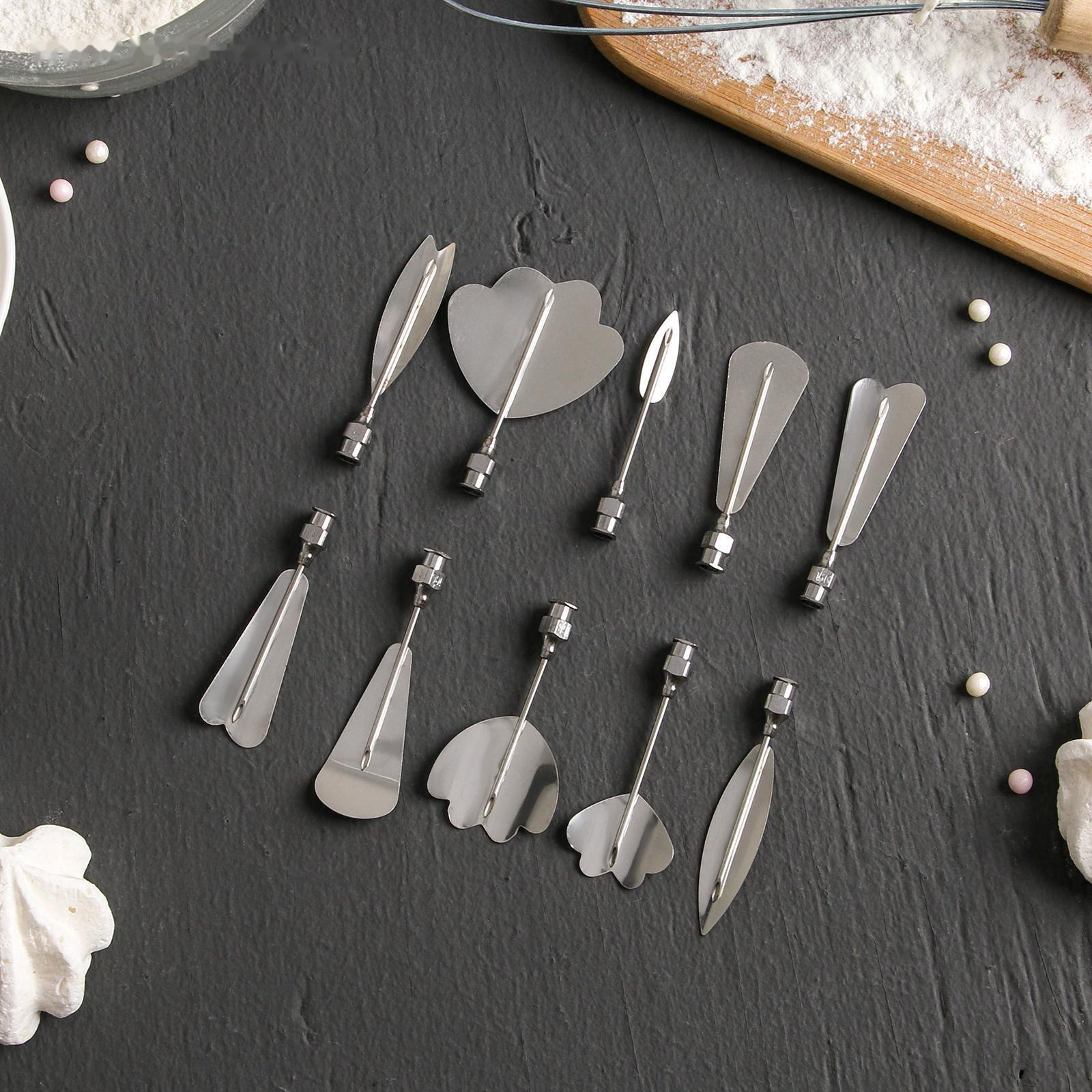 Набор форм для моделирования кондитерских украшений, шприц, 10 насадок, МИКС