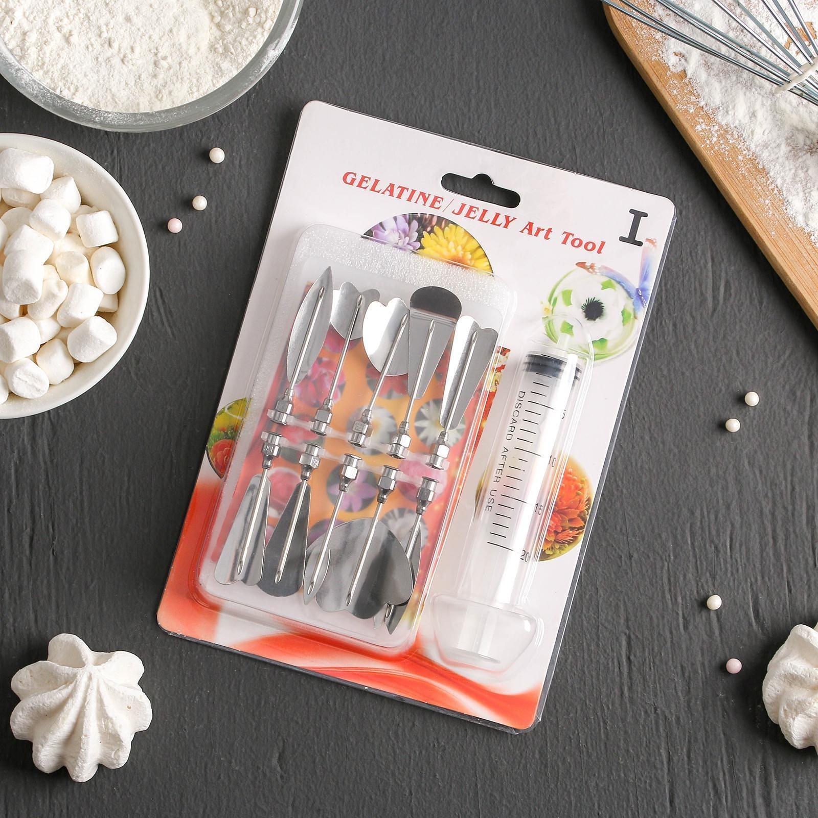 Набор форм для моделирования кондитерских украшений, шприц, 10 насадок, МИКС