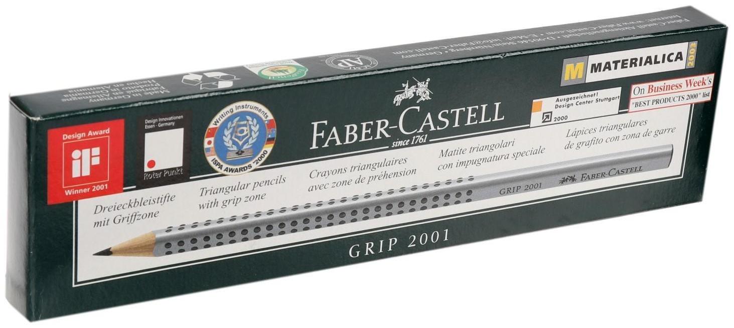 Карандаш чернографитный Faber-Castell профессиональные Grip 2001 2B трёхгранный корпус, массажные шашечки