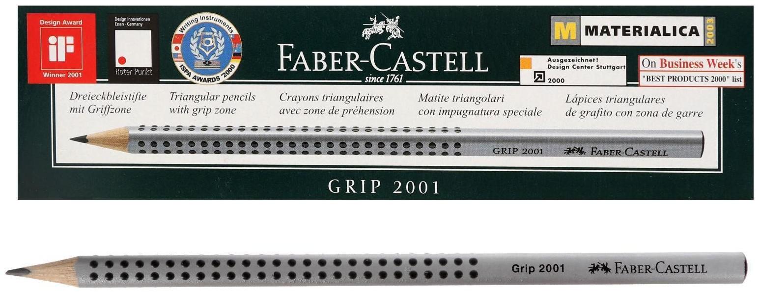 Карандаш чернографитный Faber-Castell профессиональные Grip 2001 2B трёхгранный корпус, массажные шашечки