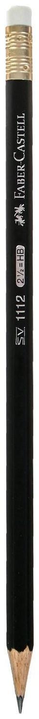 Карандаш чёрнографитный Faber-Castell HB 1112 с ластиком, чёрный