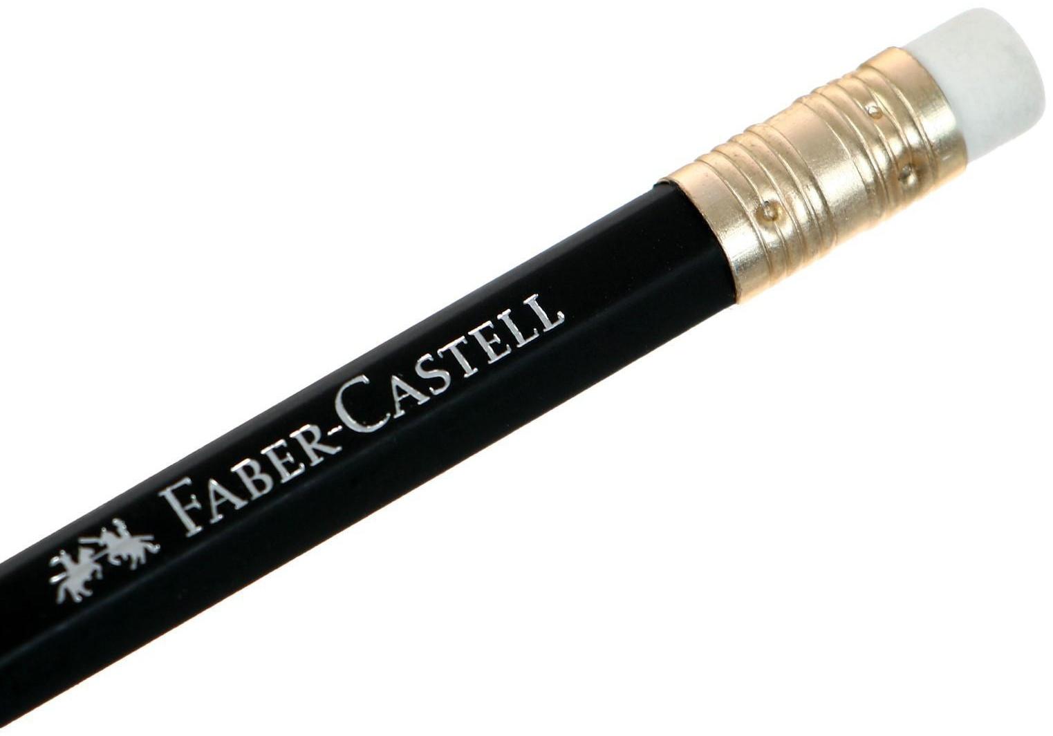 Карандаш чёрнографитный Faber-Castell HB 1112 с ластиком, чёрный