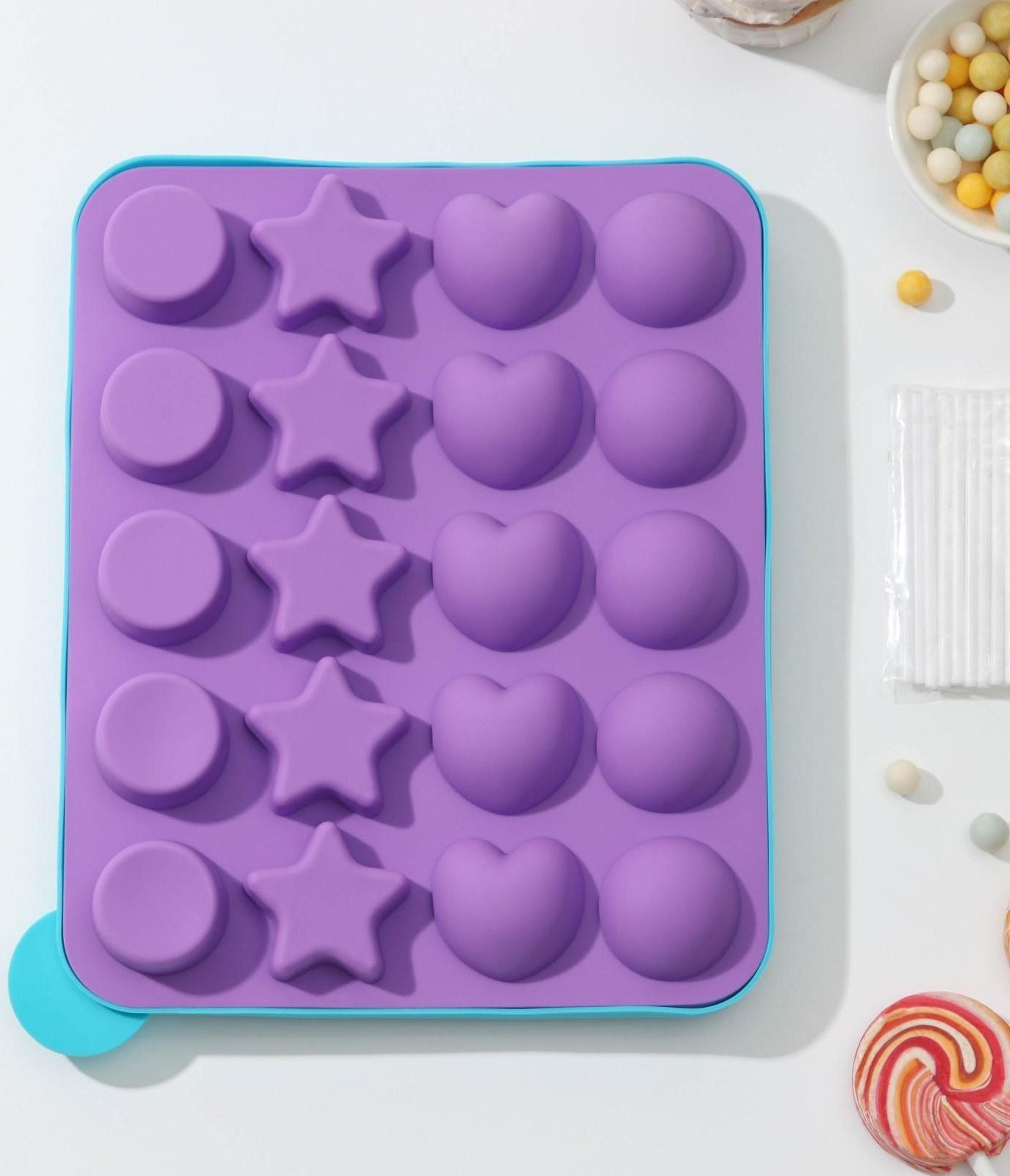 Форма для леденцов «Сладости-радости», 23×19×3 см, 20 ячеек, с палочками