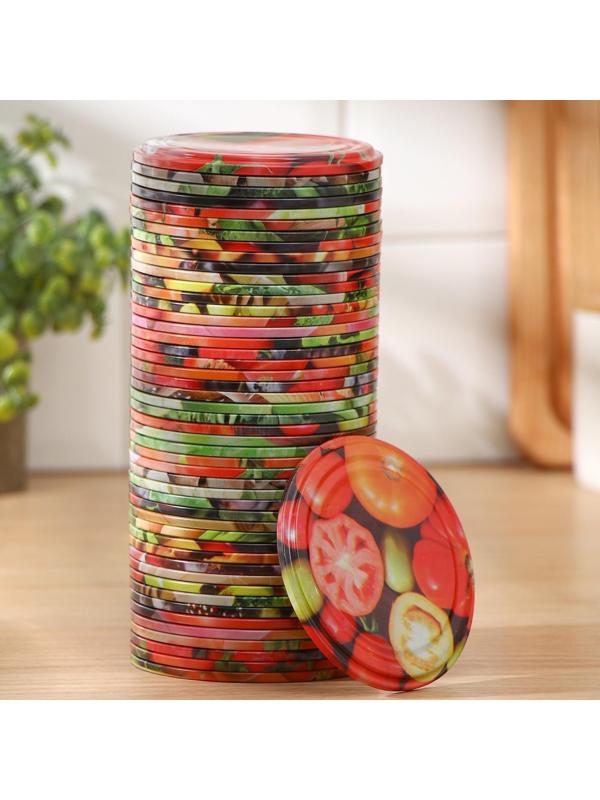 Крышка для консервирования «Элит», СКО-82 мм, лакированная, упаковка 50 шт, цвет МИКС