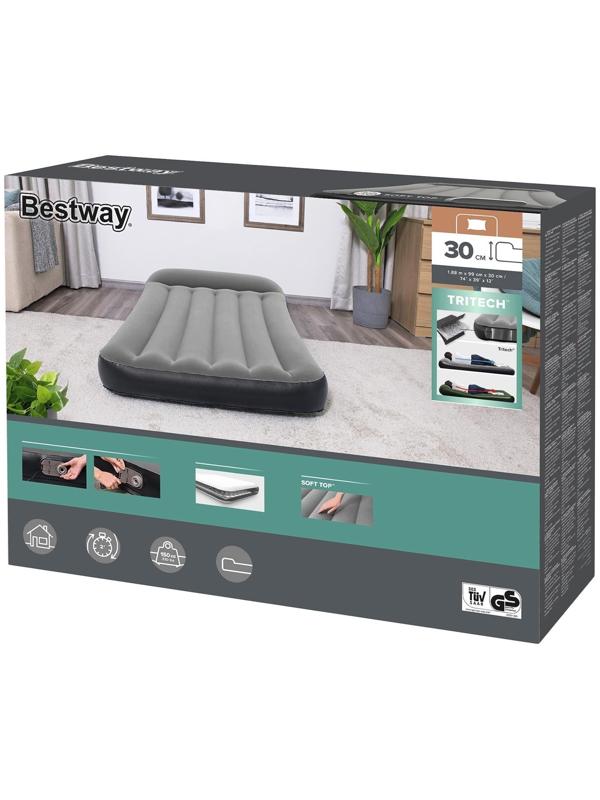 Кровать надувная Aerolax Twin, 188 х 99 х 30 см, с подголовником, с встроенным насосом 220-240V, 67556 Bestway