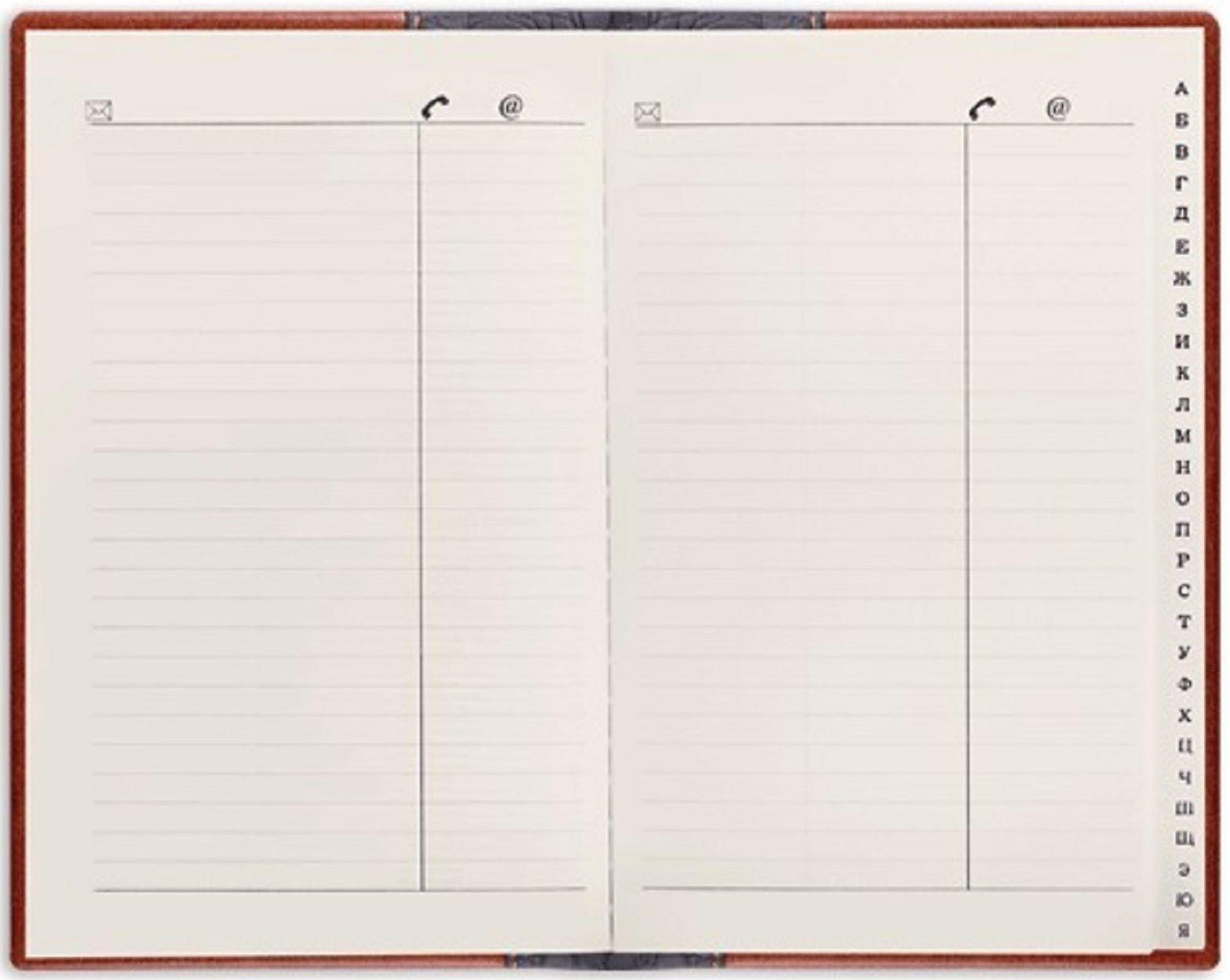 Телефонная книга А5, 136 х 202 мм, 96 листов, Cayman, вырубной алфавит, комбинированная кожа