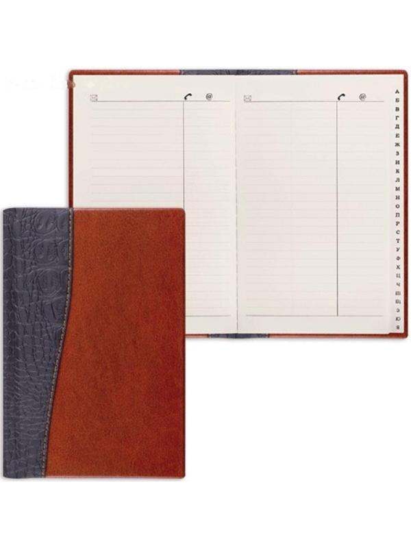 Телефонная книга А5, 136 х 202 мм, 96 листов, Cayman, вырубной алфавит, комбинированная кожа