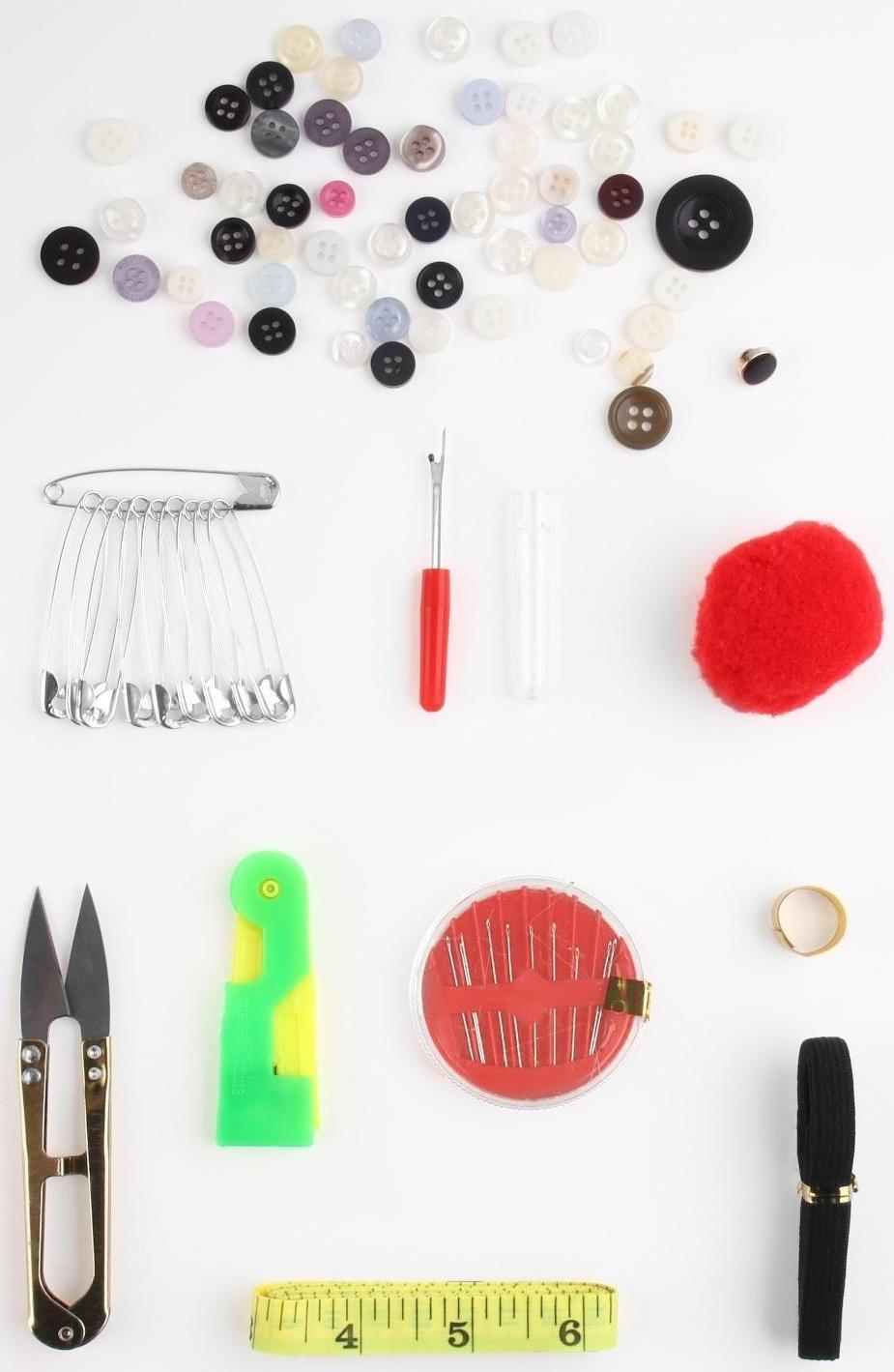 Швейный набор, 75 предметов, в трёхъярусном боксе, 16 × 15 × 12,5 см, цвет МИКС