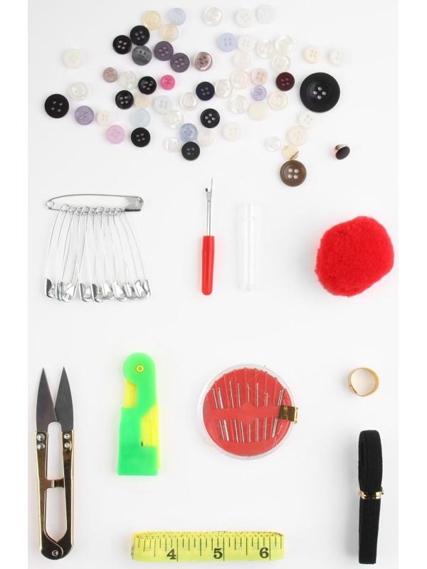 Швейный набор, 75 предметов, в трёхъярусном боксе, 16 × 15 × 12,5 см, цвет МИКС