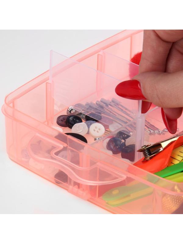 Швейный набор, 75 предметов, в трёхъярусном боксе, 16 × 15 × 12,5 см, цвет МИКС