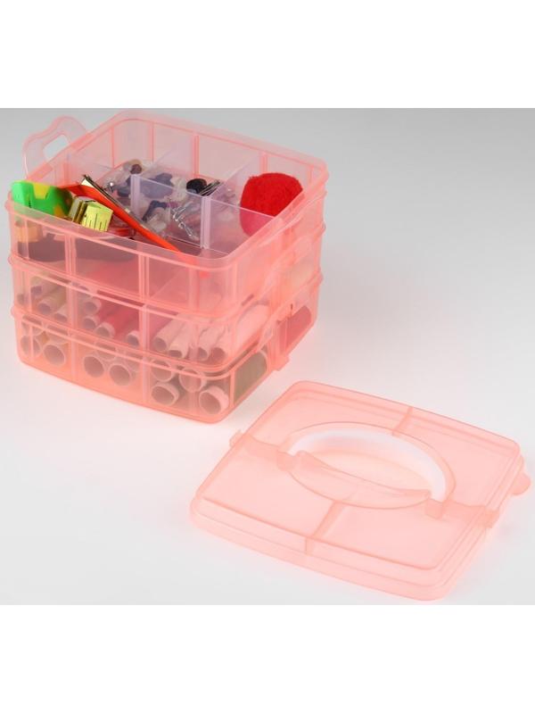 Швейный набор, 75 предметов, в трёхъярусном боксе, 16 × 15 × 12,5 см, цвет МИКС