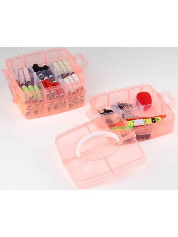 Швейный набор, 75 предметов, в трёхъярусном боксе, 16 × 15 × 12,5 см, цвет МИКС