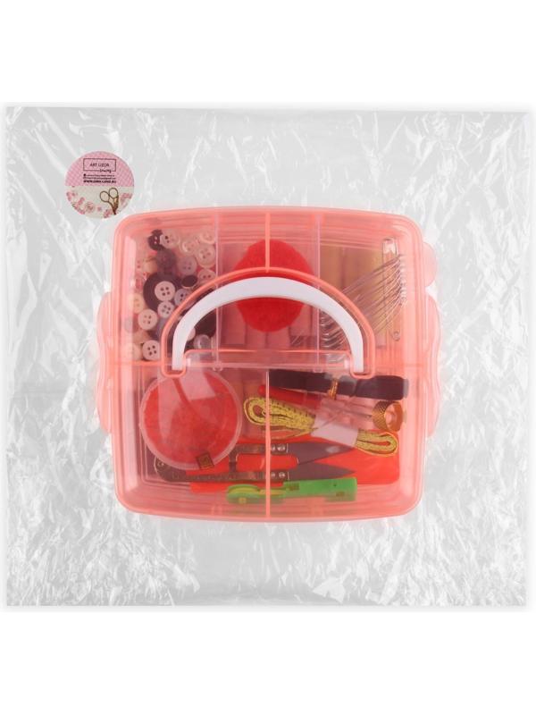 Швейный набор, 75 предметов, в трёхъярусном боксе, 16 × 15 × 12,5 см, цвет МИКС