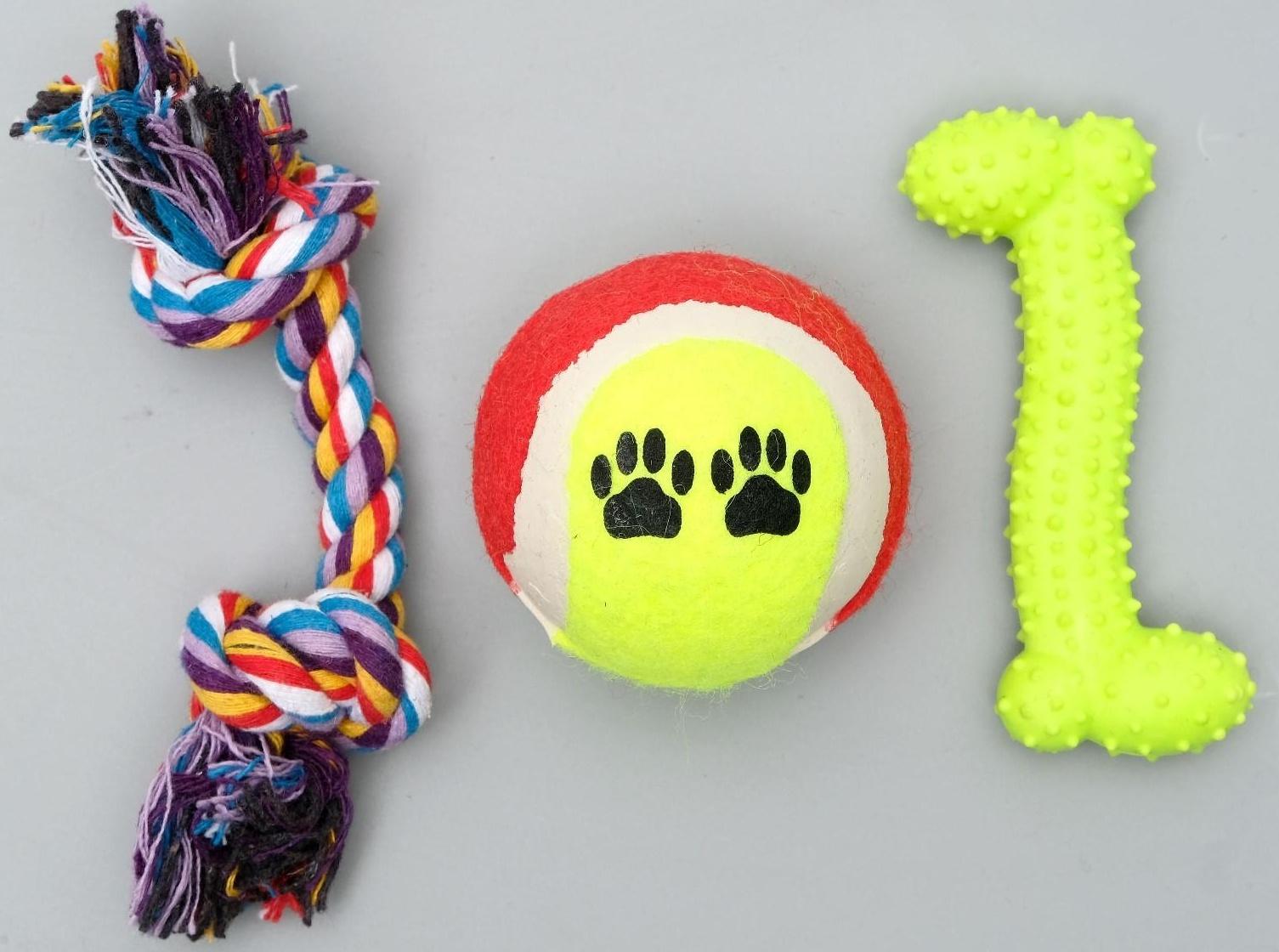 Набор игрушек для собак, 3 шт, микс цветов