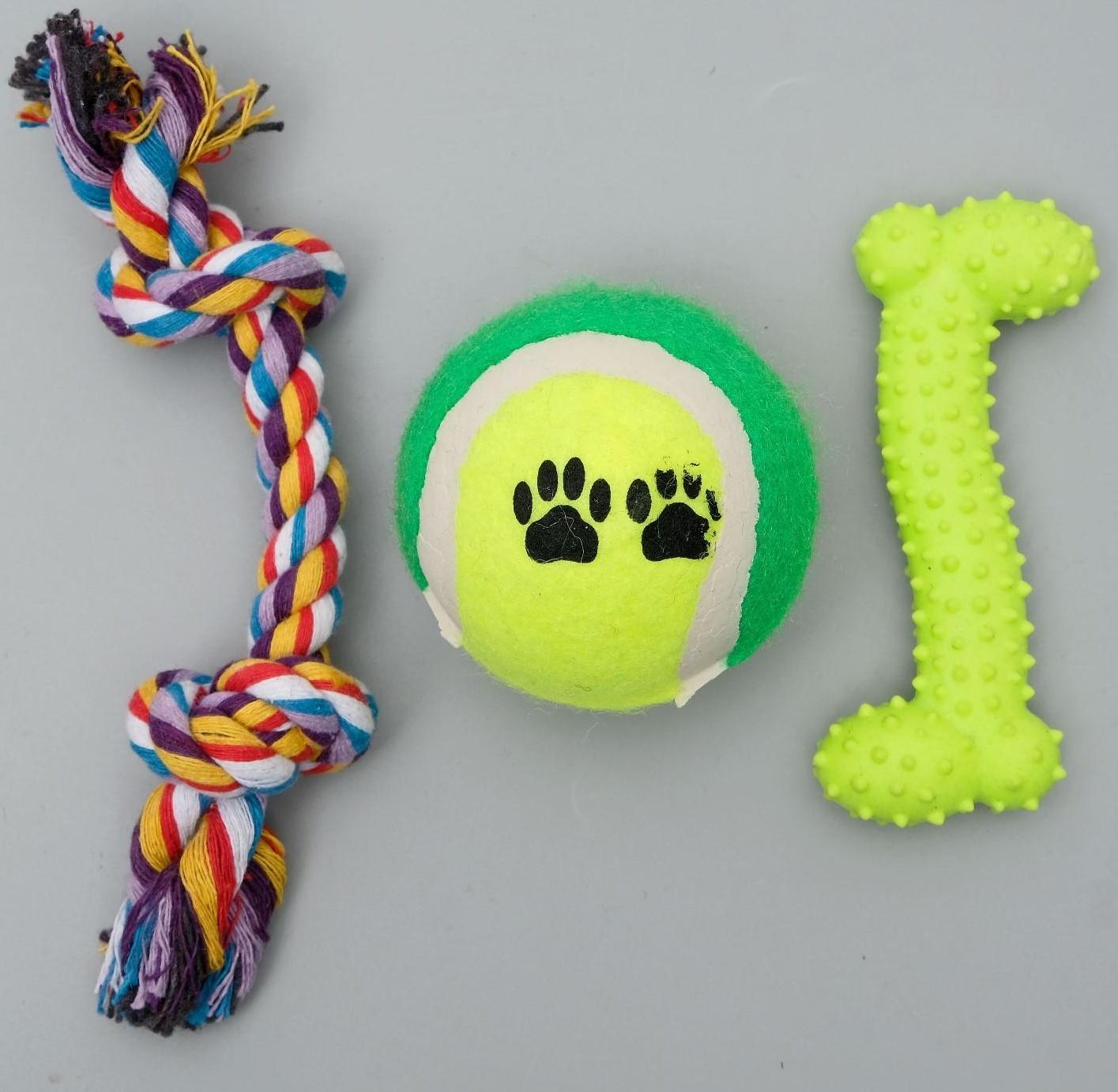 Набор игрушек для собак, 3 шт, микс цветов