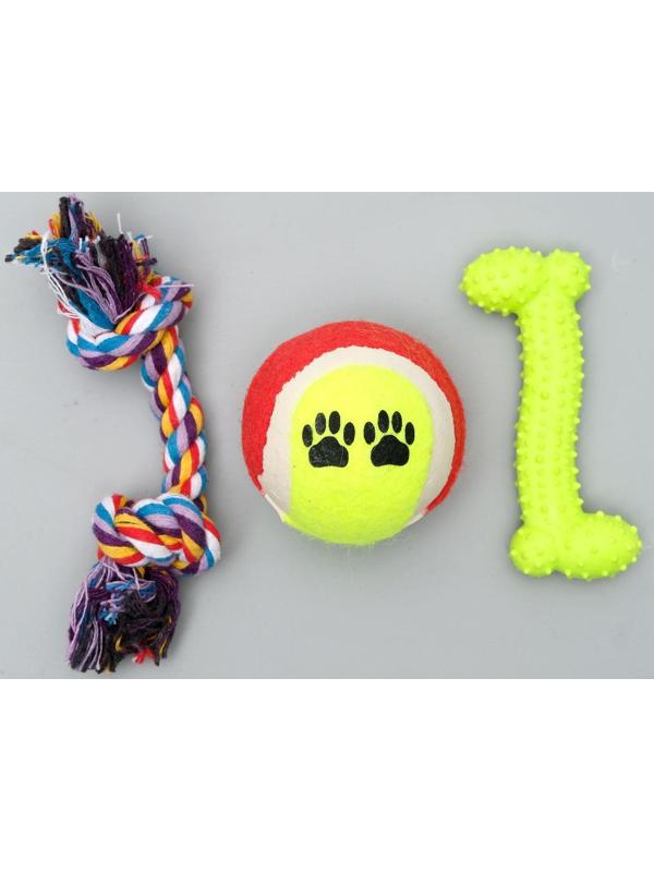 Набор игрушек для собак, 3 шт, микс цветов