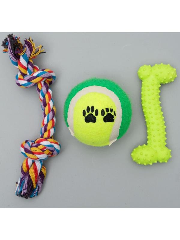 Набор игрушек для собак, 3 шт, микс цветов