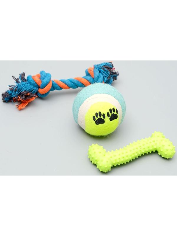 Набор игрушек для собак, 3 шт, микс цветов