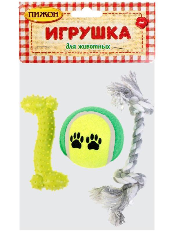Набор игрушек для собак, 3 шт, микс цветов