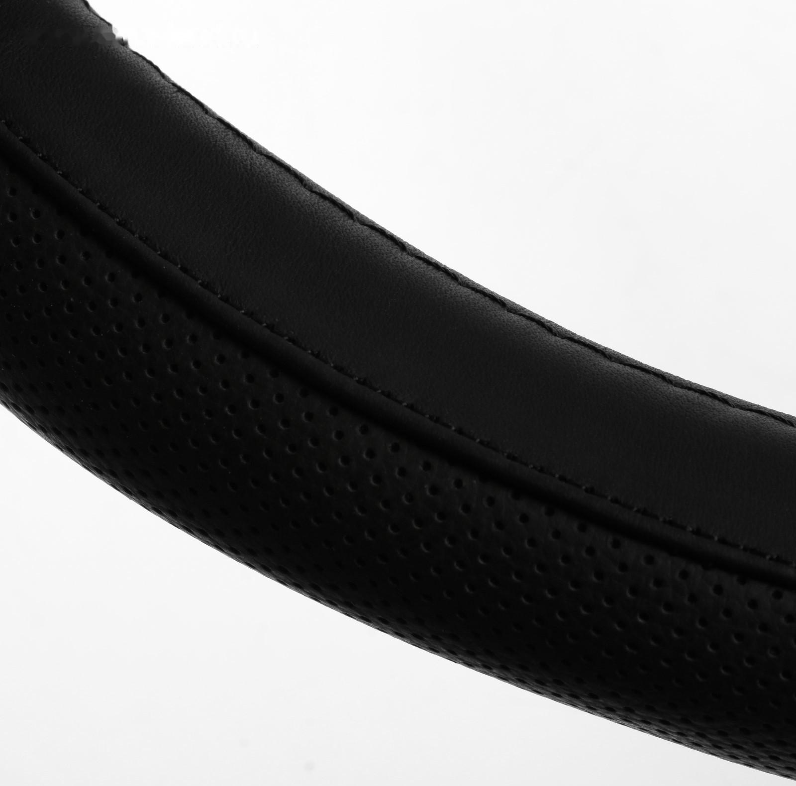 Оплетка TORSO, натуральная кожа, размер 38 см, перфорированная вставка, черный