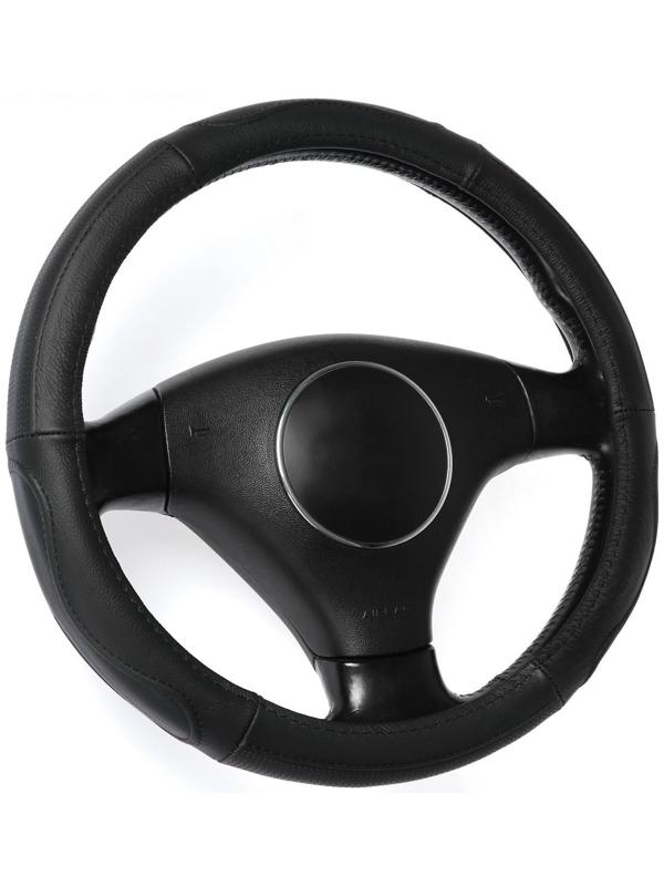 Оплетка TORSO, натуральная кожа, размер 38 см, перфорированная вставка, черный