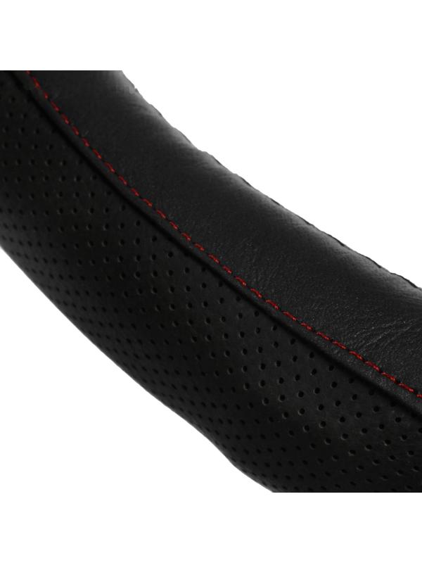 Оплетка TORSO, натуральная кожа, размер 38 см, перфорированная вставка, черный