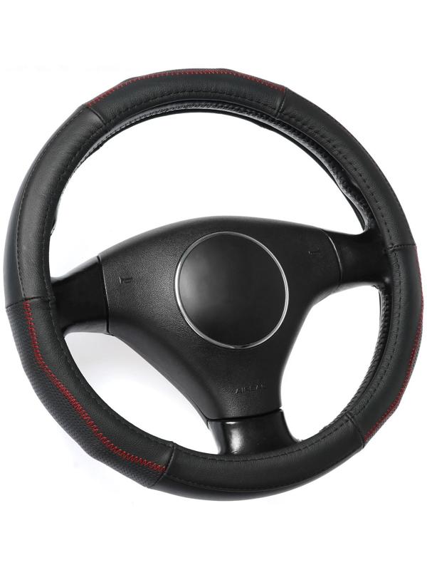 Оплетка TORSO, натуральная кожа, размер 38 см, перфорированная вставка, черный