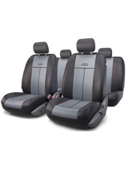 Авточехлы универcальные AUTOPROFI TT-902P BK/D.GY (M), полиэстер, набор из 9 предметов, передний ряд, задний ряд, чёрный/тёмно-серый