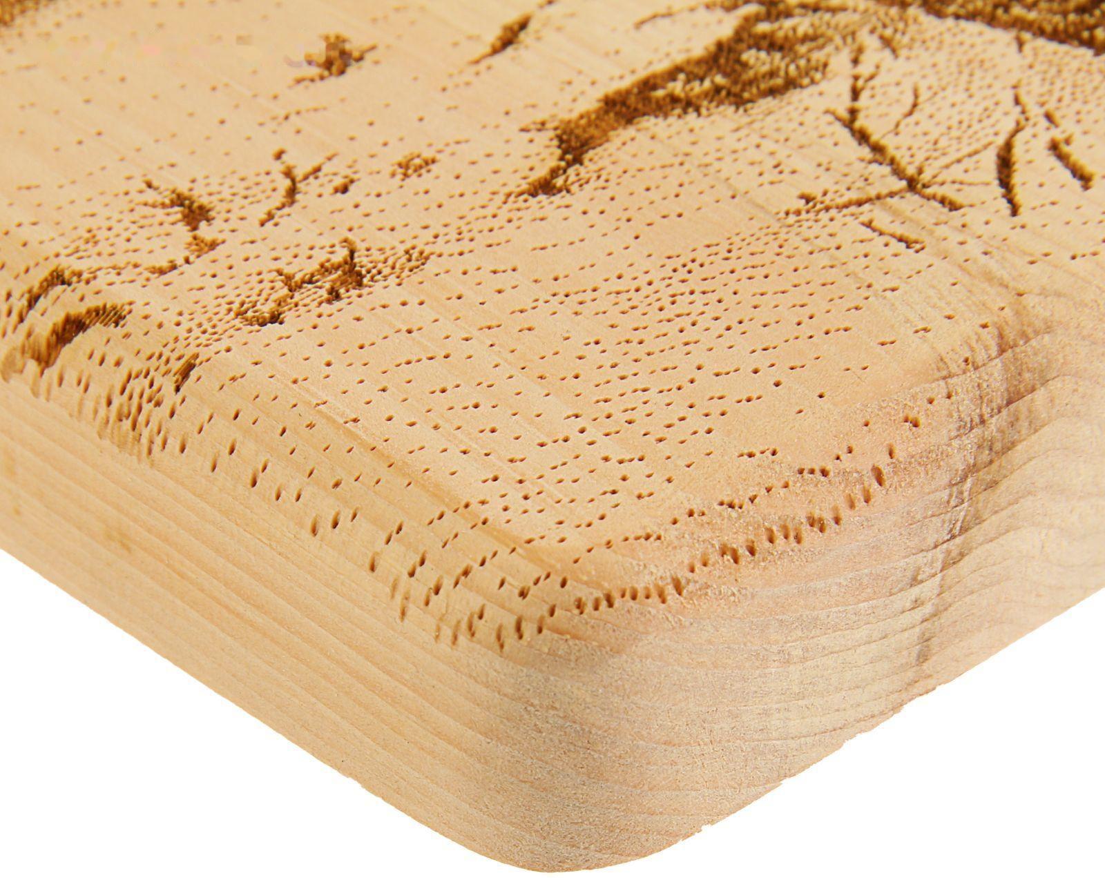 Доска из массива кедра «Рысь на снегу», квадратная, 18 × 18 см