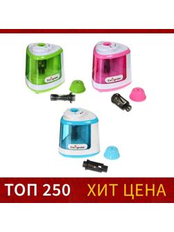 Точилка электрическая с контейнером (работает от двух пальчиковых батареек), МИКС