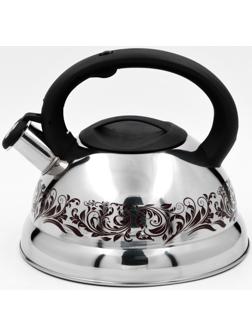 Чайник со свистком из нержавеющей стали Доляна «Расцвет», 2,8 л, фиксированная ручка, с индикатором нагрева