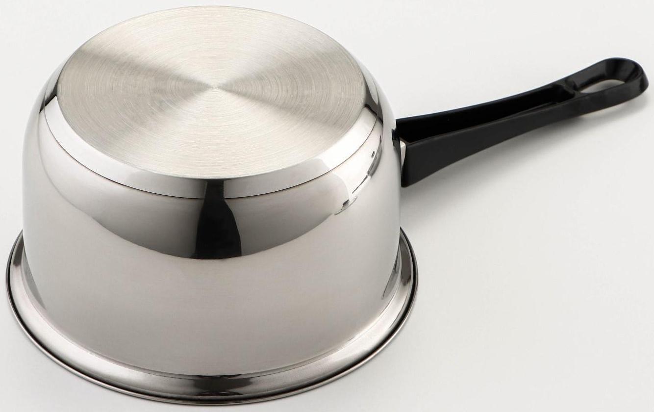 Набор посуды из нержавеющей стали «Чёрная ночь», 8 предметов: ковш 1,5 л, 2 кастрюли 2/3 л, сковорода d=24 см, крышки, стенки 0,3 мм, дно 5 мм
